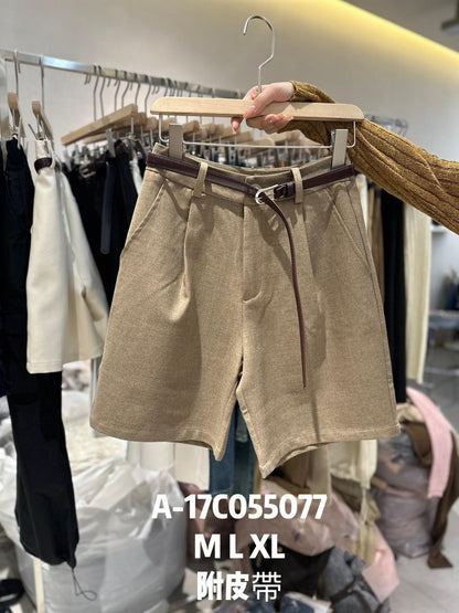 #A-17C055077 前摺中短褲附腰帶