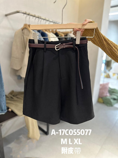 #A-17C055077 前摺中短褲附腰帶